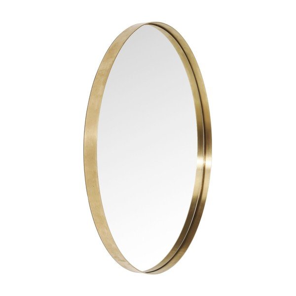 Lustro okrągłe w ramie w barwie mosiądzu Kare Design Round Curve, ⌀ 100 cm-image-1