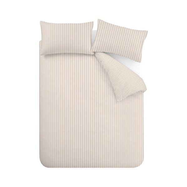 Beżowa pościel jednoosobowa 135x200 cm Epping Textured Stripe – Catherine Lansfield