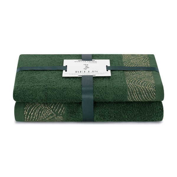 Zielone bawełniane ręczniki zestaw 2 szt. frotte Bellis – AmeliaHome
