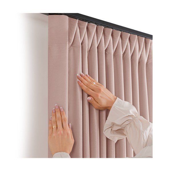 Jasnoróżowa aksamitna zasłona częściowo zaciemniająca (dimout) 265x175 cm Velto – Filumi-image-2