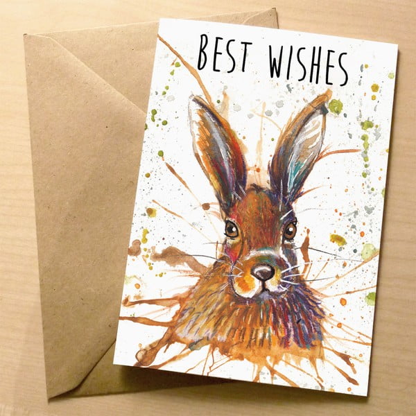 Kartka okolicznościowa Wraptious Splatter Hare Best Wishes