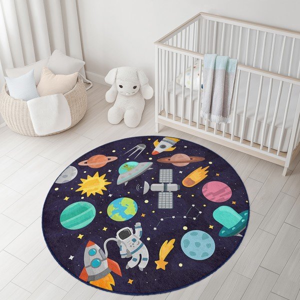 Ciemnoniebieski dziecięcy dywan do zabawy odpowiedni do prania ø120 cm Into The Space – Mila Home-image-2