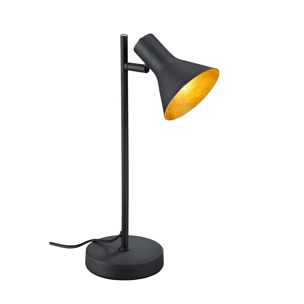 Czarna metalowa lampa stołowa z metalowym kloszem (wysokość 39 cm) Nina – Reality