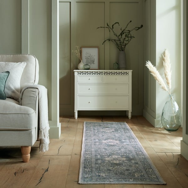 Zielony chodnik z mieszanki włókien z recyklingu odpowiedni do prania 60x230 cm Windsor – Flair Rugs-image-1