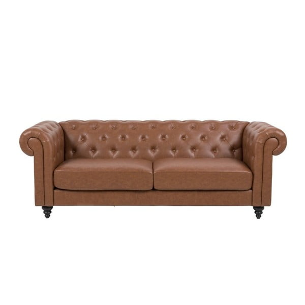 Brązowa sofa z imitacji skóry Actona Charlietown, 219 cm