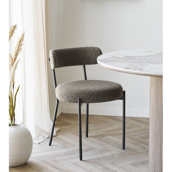 Brązowe tapicerowane krzesło Badalona – House Nordic-image-1