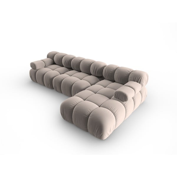 Jasnobrązowy aksamitny narożnik modułowy (prawostronny) Bellis – Micadoni -image-4