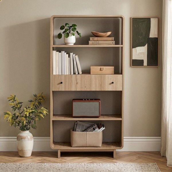 Regał w dekorze dębu w jasnym naturalnym kolorze 78x153x34 cm Senza – Nordure-image-1