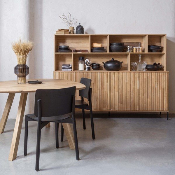 Regał w dekorze dębu w naturalnym kolorze 200x150x44 cm Gravure – WOOOD-image-1