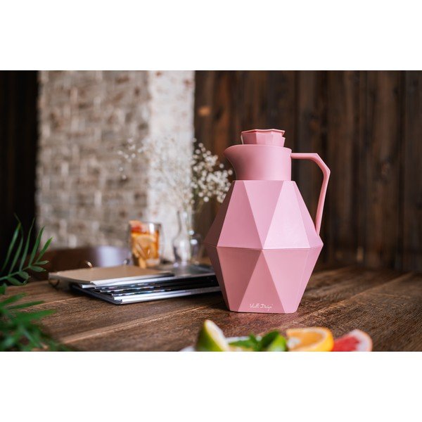 Różowy termos Vialli Design Geo, 1 l-image-4
