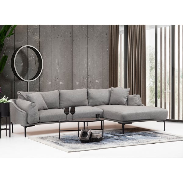 Szara sofa narożna Artie Leo, prawy narożnik-image-4