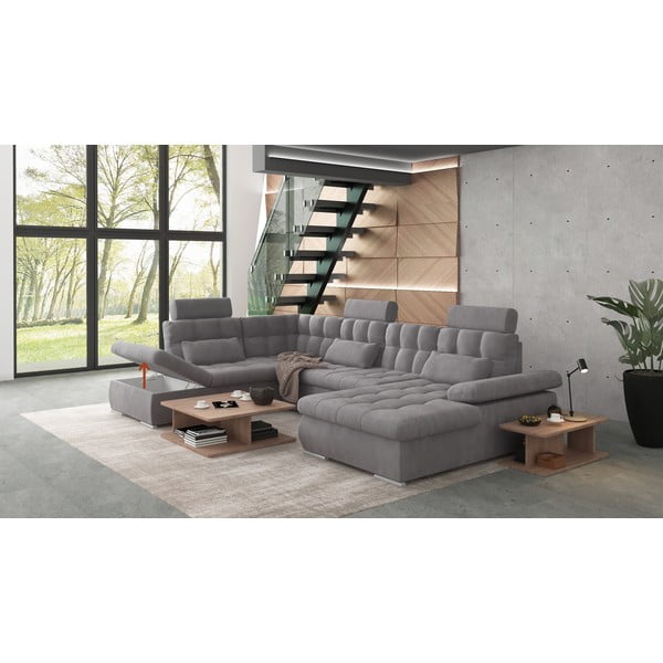 Szary rozkładany narożnik ze schowkiem (lewostronny/w kształcie litery U) Merkur – Ropez-image-4