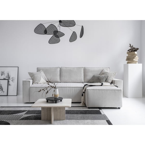 Biały sztruksowy rozkładany narożnik (strona zmienna) Brave Dave – Miuform-image-1