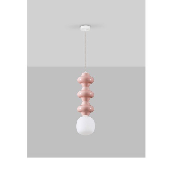 Biała/jasnoróżowa lampa wisząca ceramiczna ze szklanym kloszem ø 18 cm Clio – Nova Luce-image-4