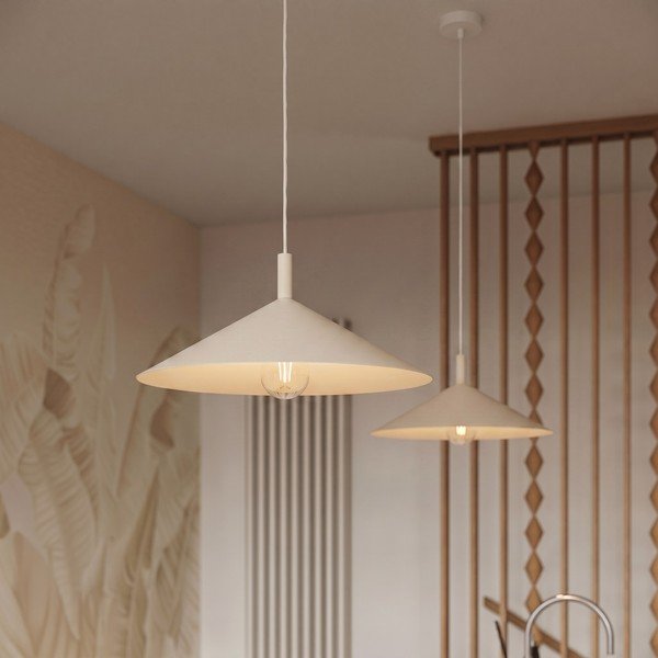 Beżowa stalowa lampa wisząca ø 40 cm Zylo – Sollux-image-1