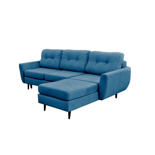 Turkusowy narożnik rozkładany prawostronny z czarnymi nogami Mazzini Sofas Hortensia-image-4