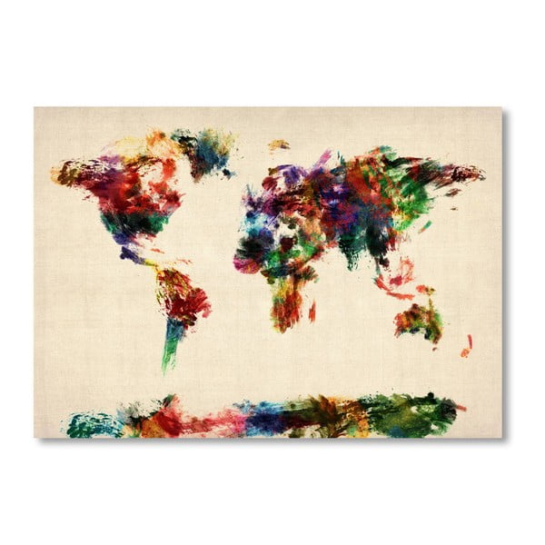 Plakat z kolorową mapą świata Americanflat Art, 60x42 cm