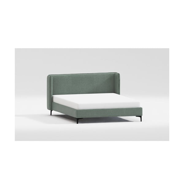 Zielone tapicerowane łóżko dwuosobowe ze stelażem 200x200 cm Basti – Ropez-image-3