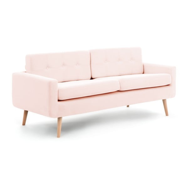 Pastelowo-różowa sofa 3-osobowa Vivonita Ina-image-2