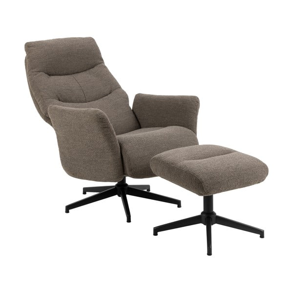 Szarobrązowy fotel wypoczynkowy z materiału bouclé London – Actona-image-3