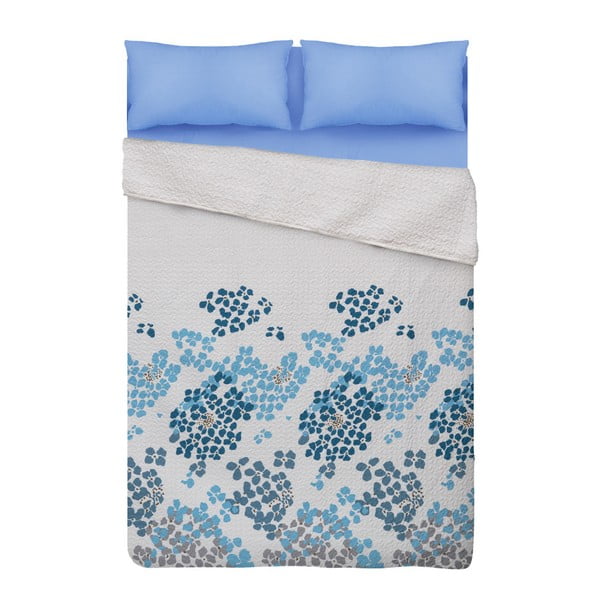 Niebiesko-biała narzuta na łóżko z mikrowłókna Unimasa, 235x260 cm