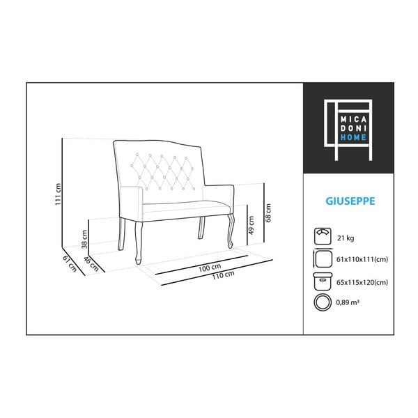 Czerwona sofa 2-osobowa Micadoni Home Giuseppe-image-1