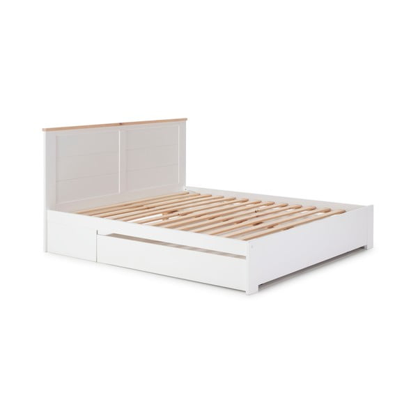 Białe łóżko dwuosobowe ze schowkiem 140x190 cm Gabi – Marckeric