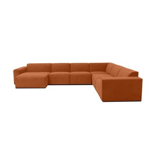 Pomarańczowa sztruksowa sofa modułowa w kształcie litery "U" Scandic Sting, lewostronna