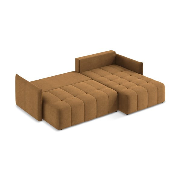 Rozkładany/ze schowkiem narożnik (prawostronny/z szezlongiem) w kolorze terakoty Moku – Makamii-image-4