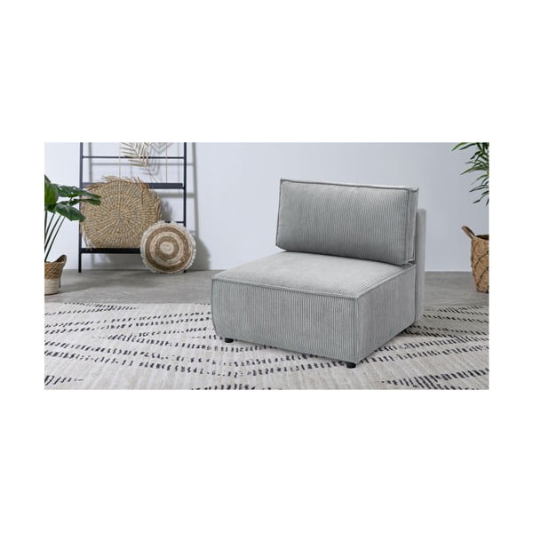 Jasnoszary sztruksowy moduł sofy (moduł środkowy) Nihad modular – Bobochic Paris-image-1