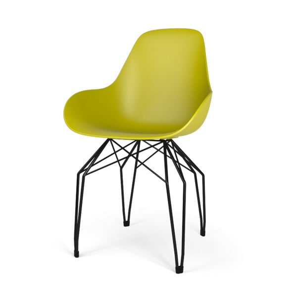 Żółte krzesło z czarnymi nogami Kubikoff Diamond