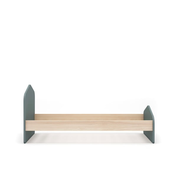 Łóżko dziecięce w dekorze sosny ze stelażem 90x190 cm w naturalnym kolorze/szarozielone Estefania – Marckeric-image-2