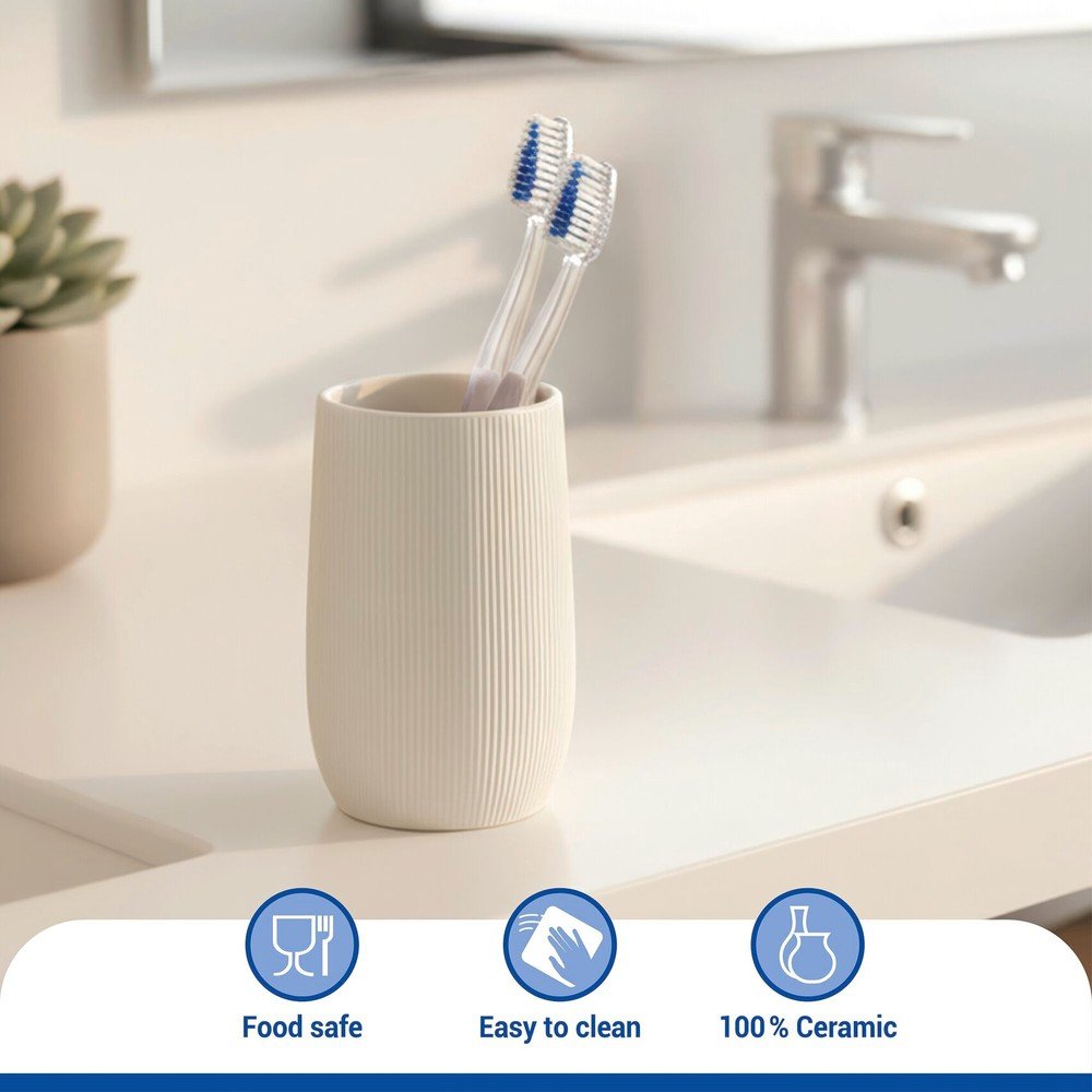 Kremowy kubek na szczoteczki do zębów ceramiczny Fablo – Wenko (zdjęcie 7)