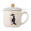 Kremowy kamionkowy kubek z sitkiem ze świątecznym motywem 300 ml Valentin – Bloomingville