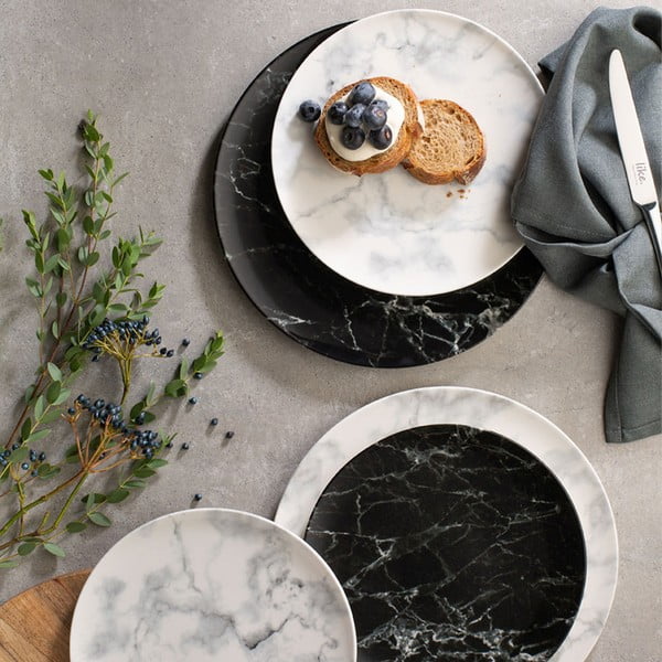 Czarno-biały porcelanowy talerz Villeroy & Boch Marmory, ø 27 cm-image-2