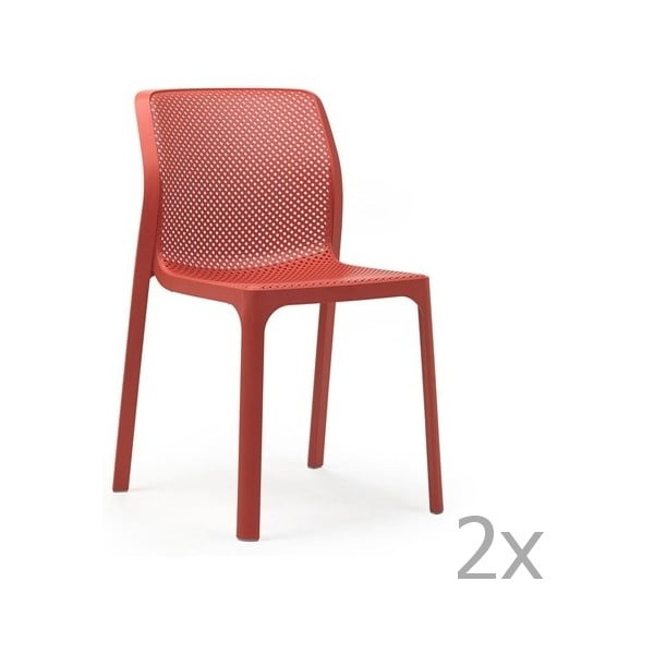 Zestaw 2 czerwonych krzeseł ogrodowych Nardi Bit