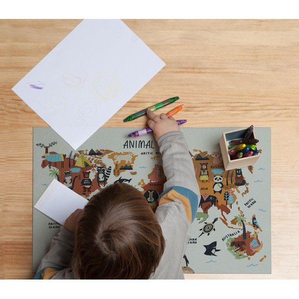 Mata stołowa Really Nice Things Animals Worldmap, 55 x 35 cm-image-1