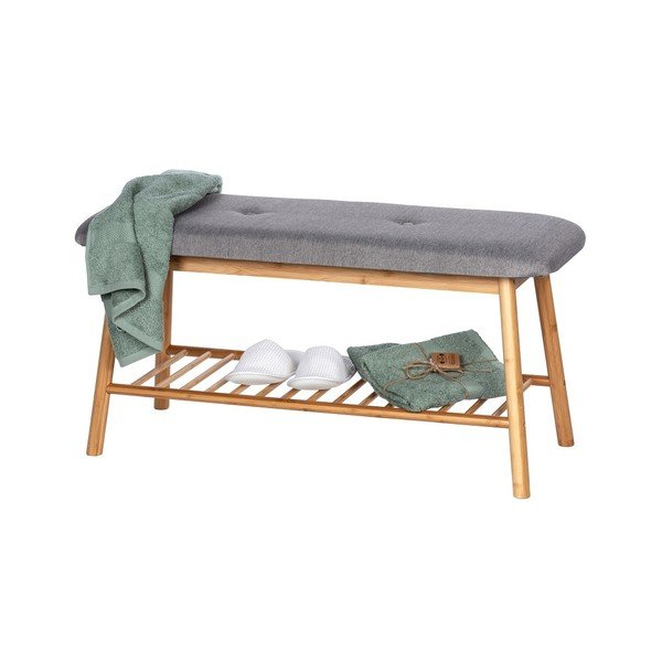 Szaro-brązowa bambusowa szafka na buty z siedziskiem Bahari – Wenko-image-3