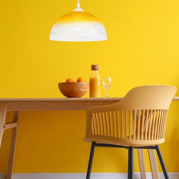 Żółta lampa wisząca ze szklanym kloszem ø 30 cm Sfera – LAMKUR-image-3