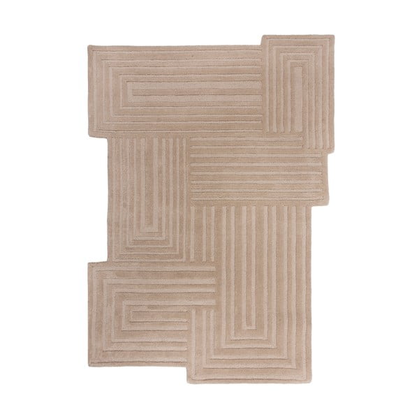 Beżowy wełniany dywan tkany ręcznie 200x290 cm Zen Rectangles – Flair Rugs