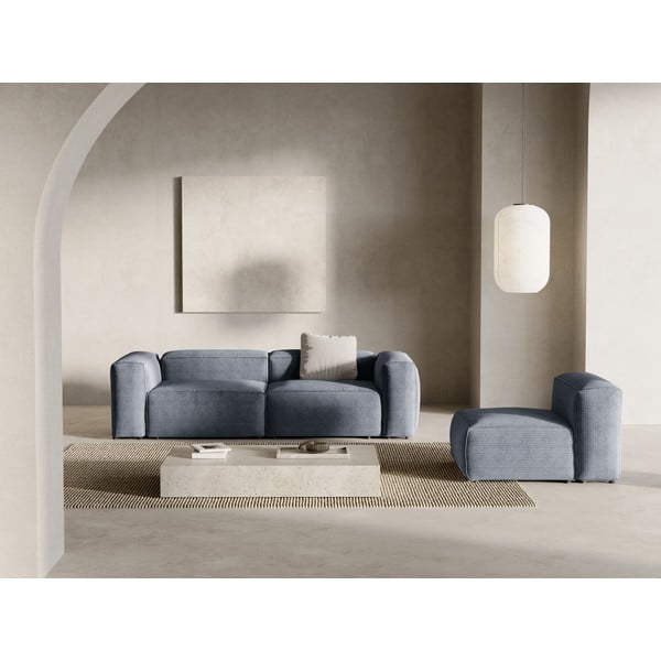 Szaroniebieska sztruksowa sofa 264 cm Bergamo – Cosmopolitan Design-image-4