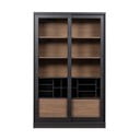 Czarno-naturalna witryna z litego drewna sosnowego z drzwiami przesuwnymi 125x200 cm James – WOOOD