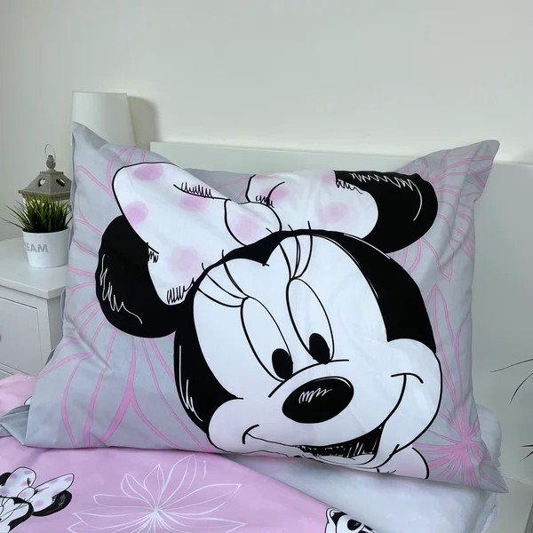 Różowa/szara bawełniana pościel dziecięca jednoosobowa 140x200 cm Minnie Beautiful – Jerry Fabrics-image-3
