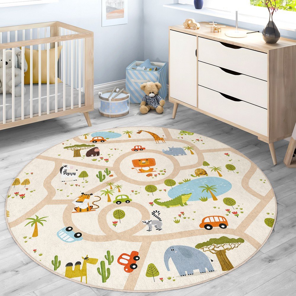 Dziecięcy dywan do zabawy odpowiedni do prania ø100 cm Savana Ride – Mila Home (zdjęcie 7)