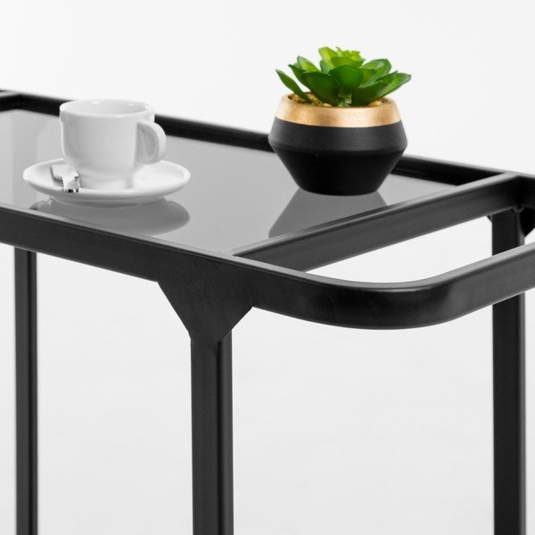 Czarny metalowy wózek na kółkach Kave Home Duilia-image-3