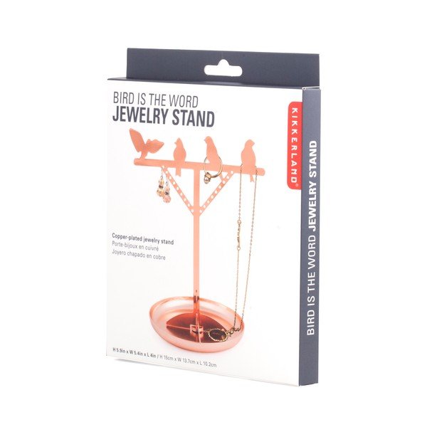 Stojak na biżuterię w miedzianym kolorze Kikkerland Bird, wys. 20 cm-image-2