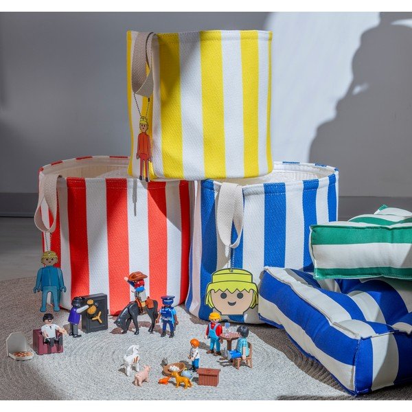 Czerwony tekstylny dziecięcy kosz na zabawki ø 30x28 cm Stripes – Playmobil-image-1