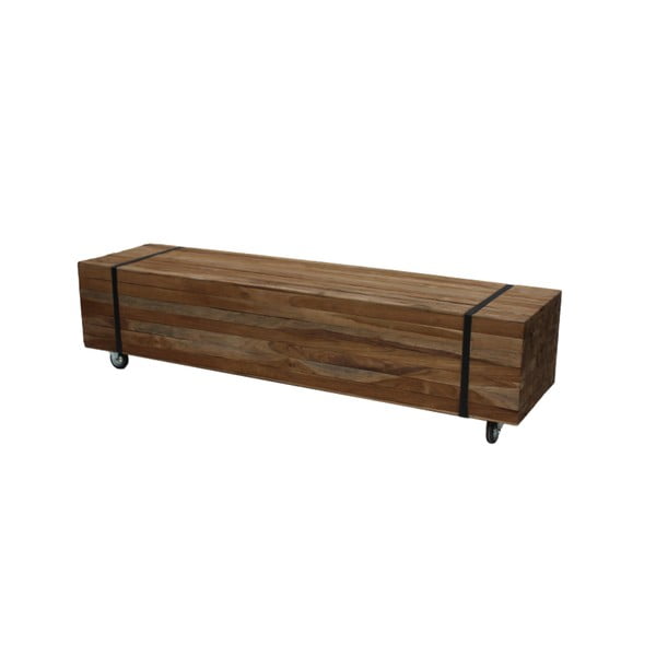 Stolik na kółkach z drewna tekowego HSM Collection Singa, 42x162 cm