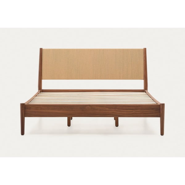 Ciemnobrązowe łóżko dwuosobowe ze stelażem 160x200 cm Elan – Kave Home-image-3