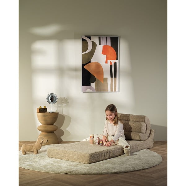Jasnobrązowy fotel dziecięcy z materiału bouclé Flipster – Wigiwama-image-1